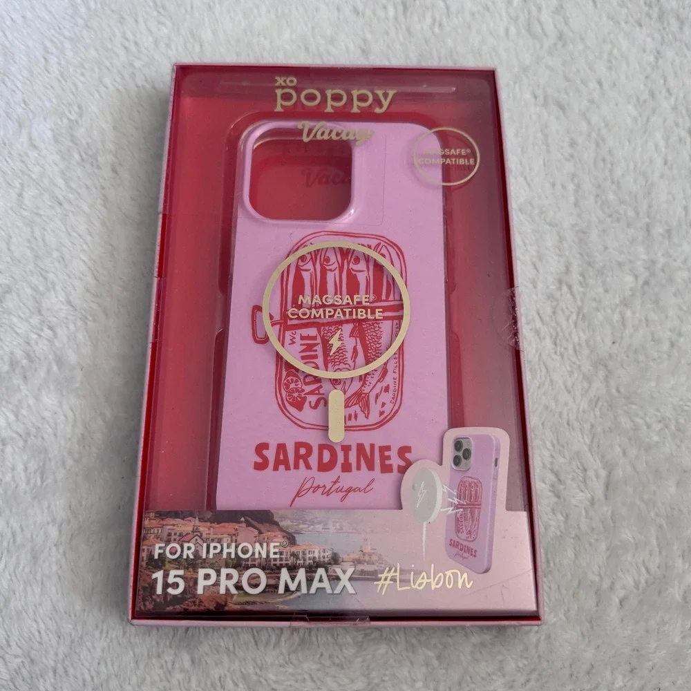 XO Poppy for iPhone 15 Pro Max MagSafe Case Sardines Portugal Pink‎ Lisbon Vacay
